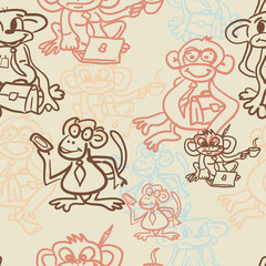 Obraz premium Seamless textile pattern of monkey business