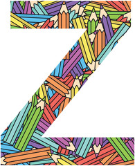 Letter Z on color crayons background