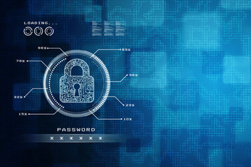 Safety concept: Closed Padlock on digital background