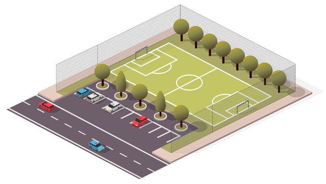 Vector Isometric Soccer/Football Pitch