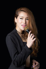 Beautiful asian woman singing