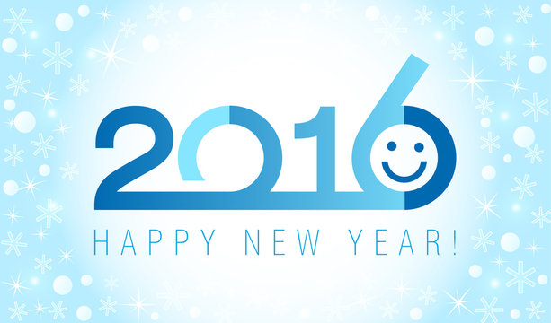 2016 classic logo. The plain blue card of 2016 New Year.