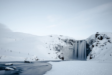 Fototapeta na wymiar Skogafoss waterfall in Iceland during winter