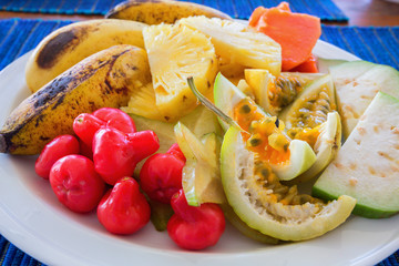 Plate with exotic friuts