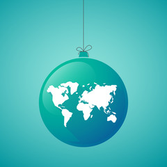 long shadow christmas ball icon with a world map