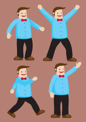 Fototapeta premium Happy Man with Red Bow Tie Vector Illustration