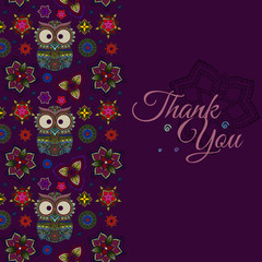 Vector illustration of  ornamental owl. 