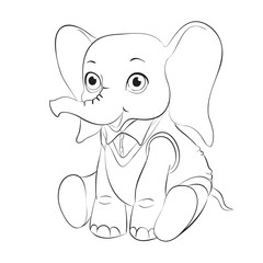 Cute elephant contour for coloring.