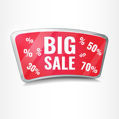 Big Sale tag, red promotion icon button. Vector Illustration.