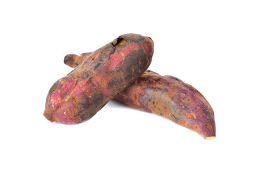 Roasted Japanese potato on white background