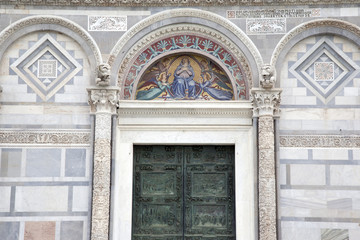 Door and Facade of Cathedral Church in Pisa