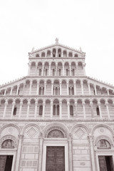 Fototapeta na wymiar Facade of Cathedral Church in Pisa; Italy