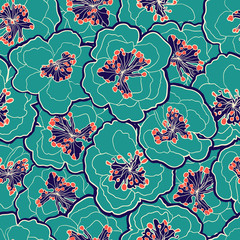 Beautiful floral seamless pattern. Garden blossom pastel flowers. Vector illustration. Seamless pattern can be used for wallpapers, web page background, wrapping papers, surface textures.
