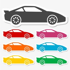  Car icons stickers set