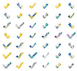 Set of abstract OK and tick icons, business logotype concepts