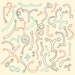 Obraz premium Hand drawn arrows icons set.