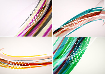 Set of abstract backgrounds. Elegant colorful decorated lines