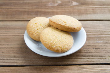 Fototapeta na wymiar Tasty cookies on a white plate