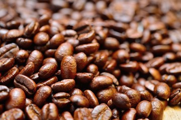 Coffee on grunge wooden background