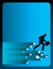 A running businessman background with stars and space for text