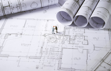 Architecture plans with character