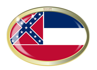 Mississippi State Flag Oval Button