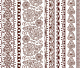Set of Ornamental Seamless Borders in indian style. Good for décor, henna tattoo, etc.