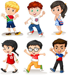 Boys and girls from different countries