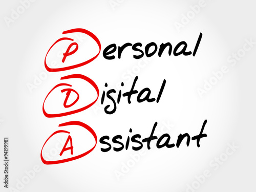 "PDA Personal Digital Assistant, acronym concept" Stock