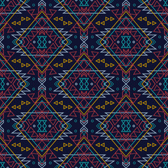 Vector grunge seamless decorative ethnic pattern. American indian motifs. Background with aztec tribal ornament.