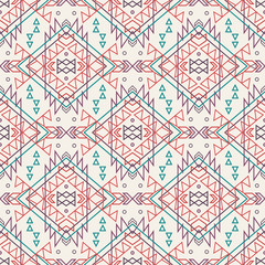 Vector grunge seamless decorative ethnic pattern. American indian motifs. Background with aztec tribal ornament.