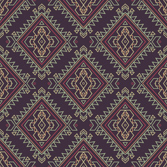 Vector grunge seamless decorative ethnic pattern. American indian motifs. Background with aztec tribal ornament.
