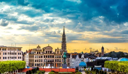 Deurstickers Panorama van Brussel © Sergii Figurnyi