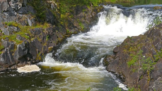 Kivach waterfall in Karelia, Russia, 4k
