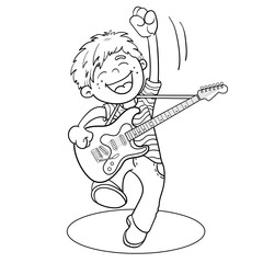 Obraz premium Coloring Page Outline Of a Cartoon Boy with