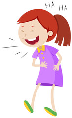 Little girl in purple dress laughing