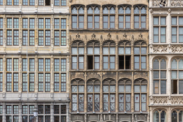 Facade medieval houses at Grote Markt square in Antwerp, Belgium