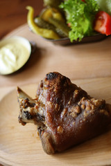 Roasted pork knee in a czech restaurant,