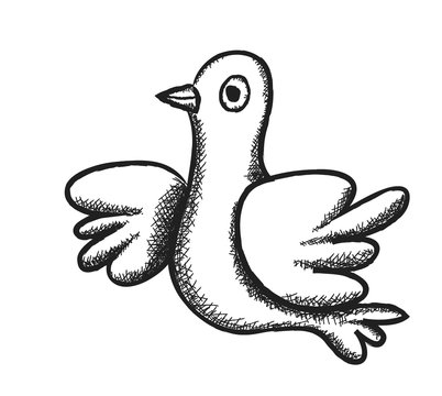 doodle bird pigeon,  illustration icon