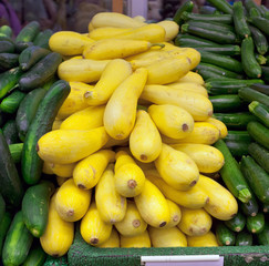 Yellow zucchini at market