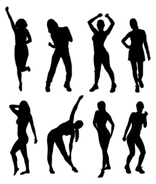 Fitness Women Silhouettes In Different Poses