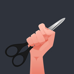 Hand & scissors vector illustration