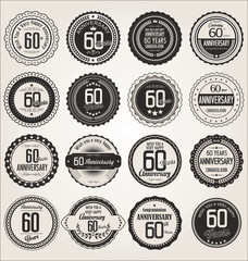 Anniversary retro labels collection 60 years