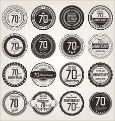 Anniversary retro labels collection 70 years