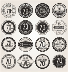 Obraz premium Anniversary retro labels collection 70 years