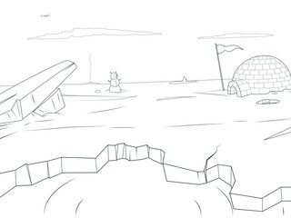 Arctic cartoon coloring book background vector