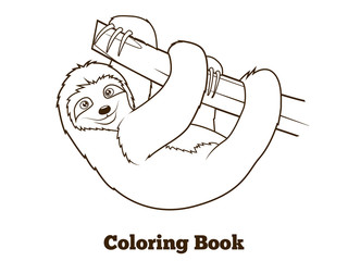 Sloth cartoon coloring book vector illustration © Oleksandr Pokusai