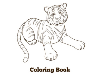 Tiger cartoon coloring book vector illustration