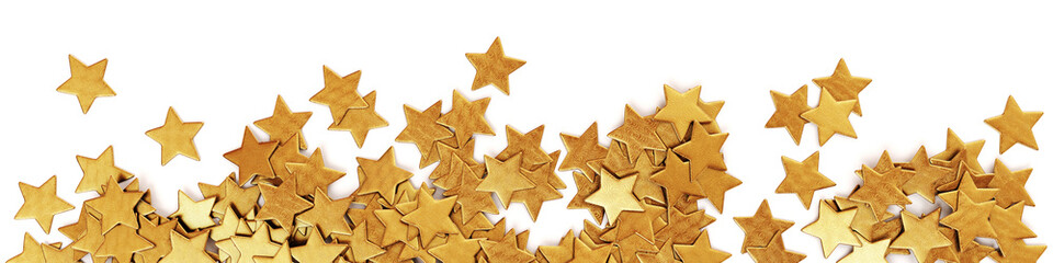 Scattered gold confetti stars - panorama