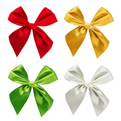 Set of colorful ribbons isolated over white background, christmas design element